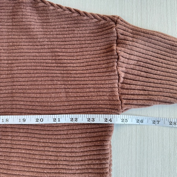 LILLUSORY Turtleneck Oversized Ribbed Tunic Sweater Chocolate Brown S Casual - Picture 9 of 15
